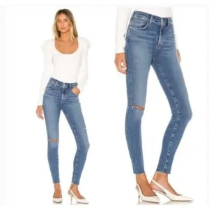 ❤️ Agolde Sophie raw hems distressed highise skinny jeans, Size 27