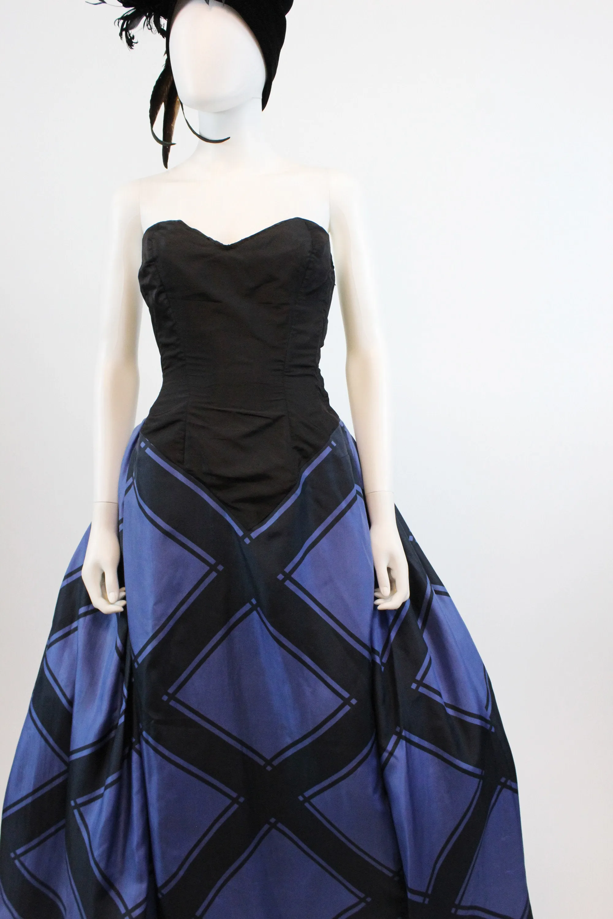 1950s 1956 DOCUMENTED Estevez strapless ball gown silk dress xs | new fall winter