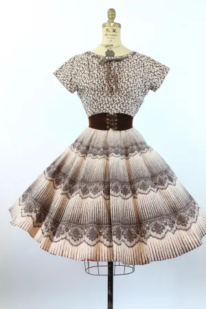 1950s CAROLE KING cotton TROMP l'oiel print dress small | new spring