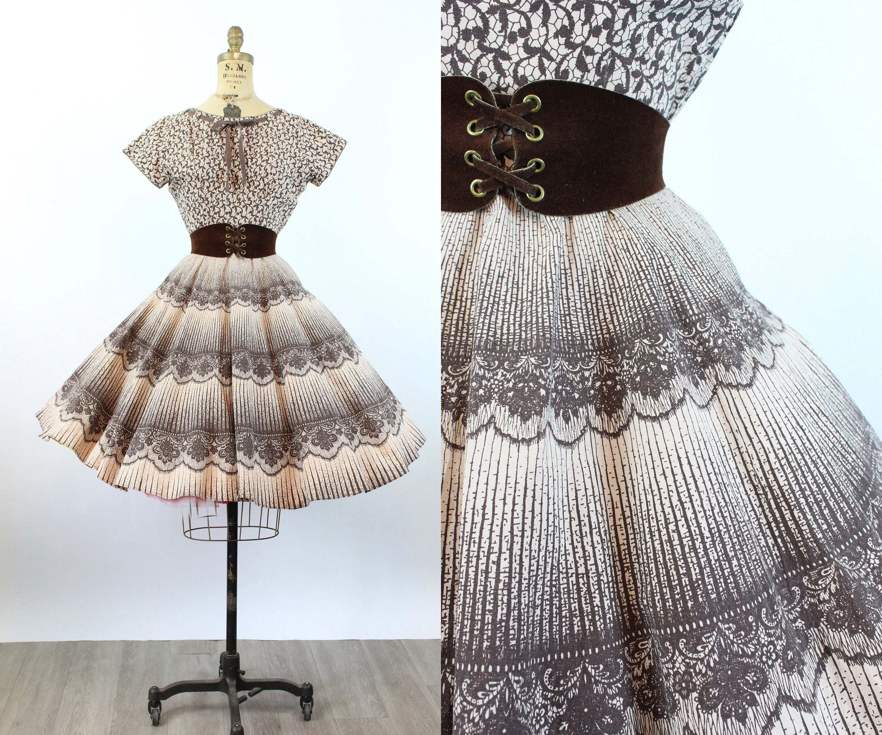 1950s CAROLE KING cotton TROMP l'oiel print dress small | new spring