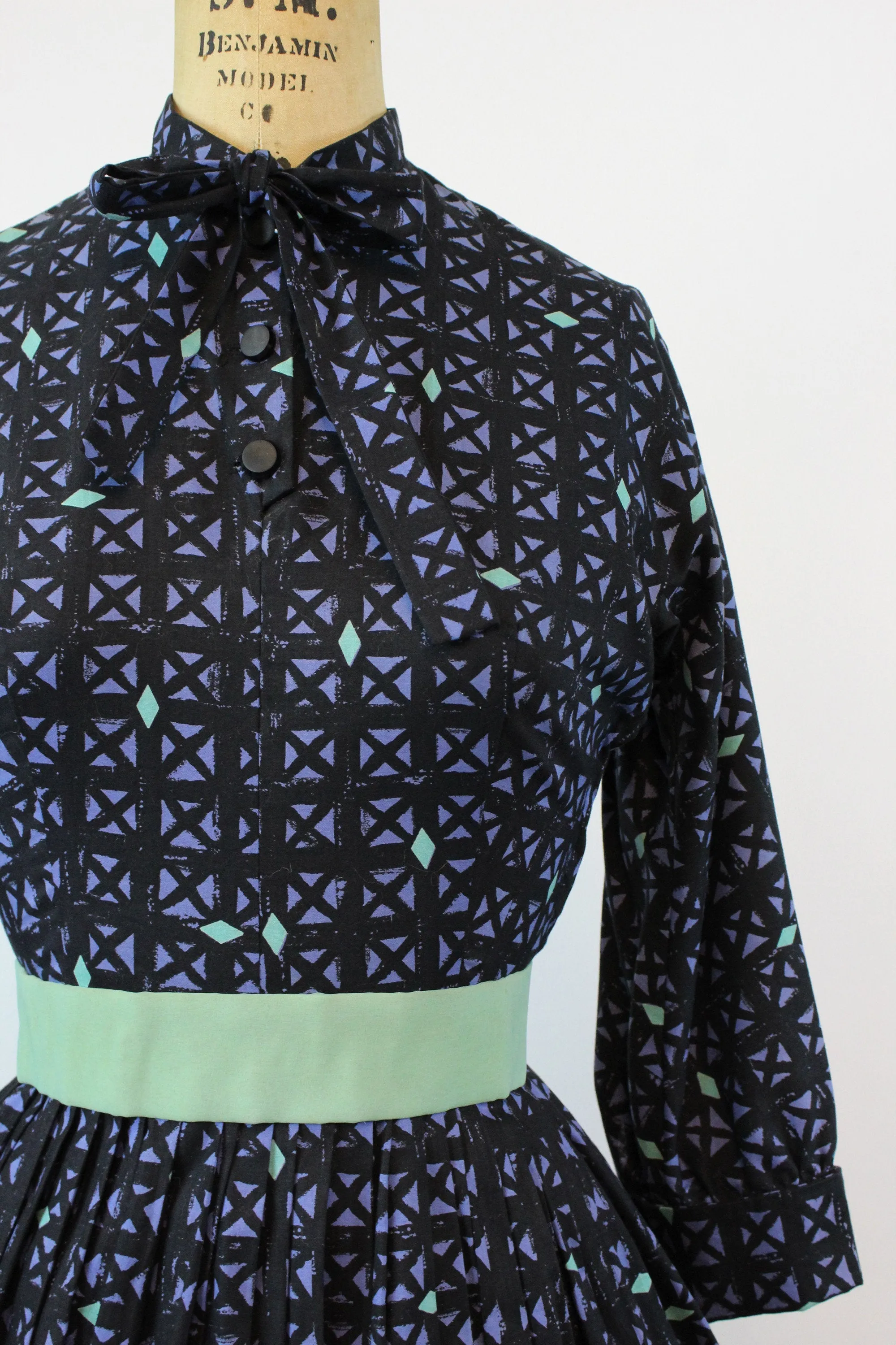 1950s Jonathan Logan cotton GRID dress xs | new fall