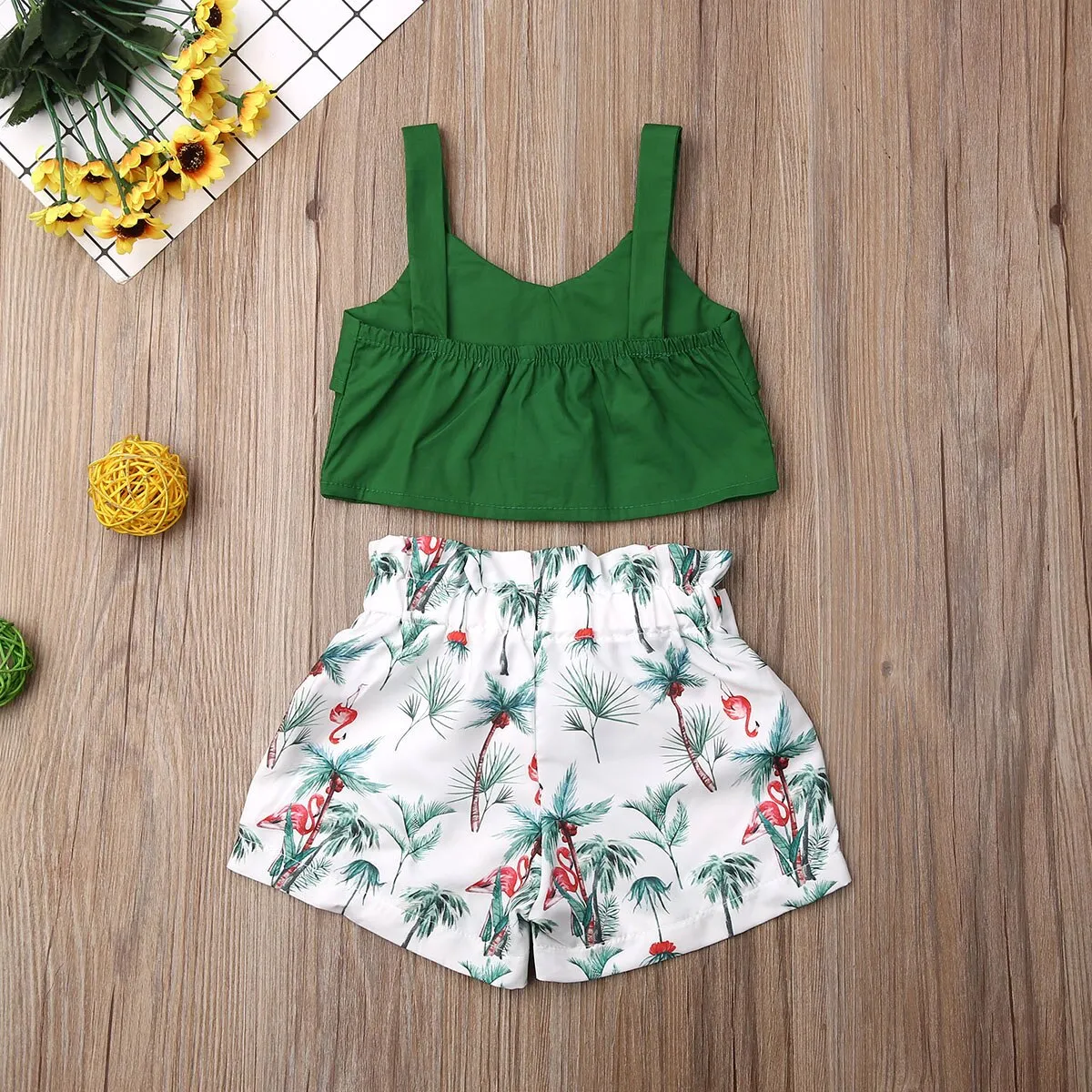 2pc Baby and Toddlers Crop Top and Floral Shorts