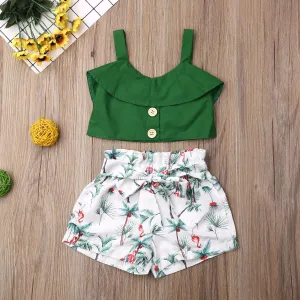 2pc Baby and Toddlers Crop Top and Floral Shorts