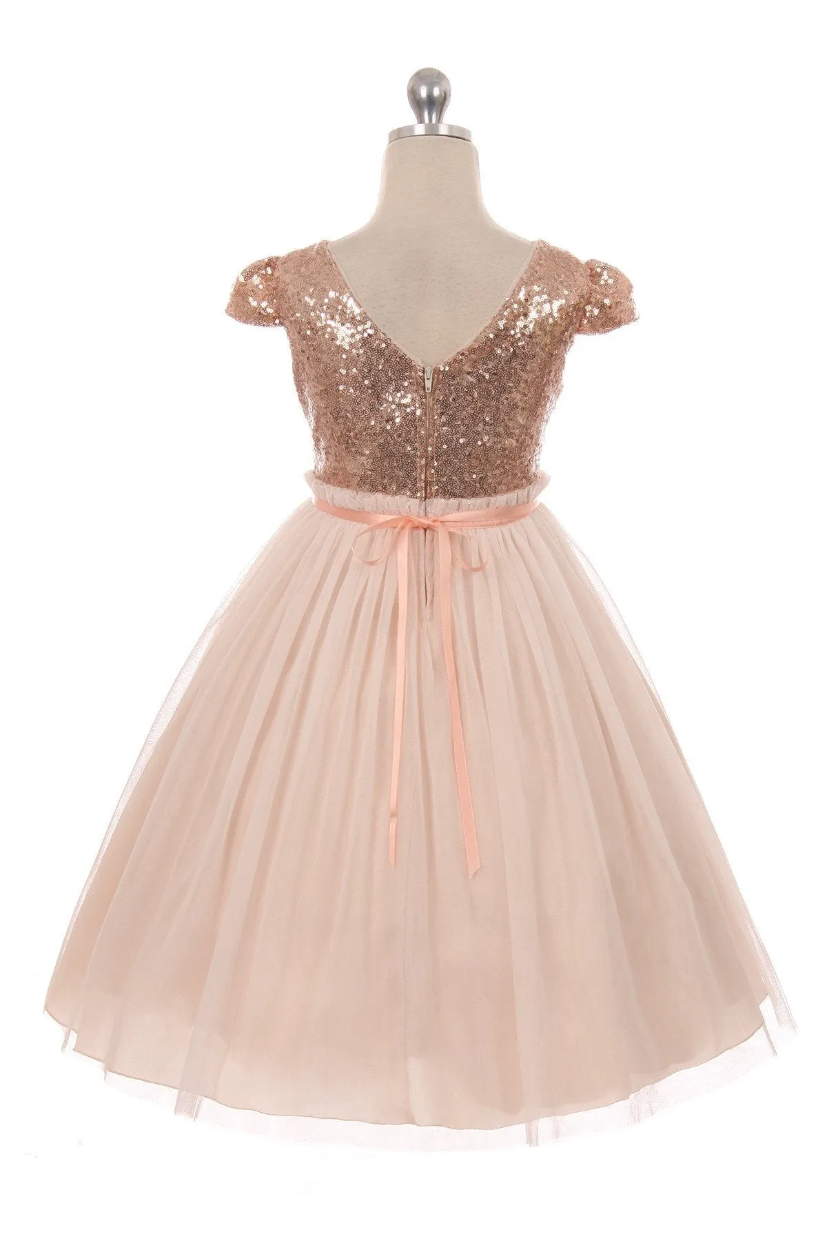 410 Sequin Mesh Pleated Dress