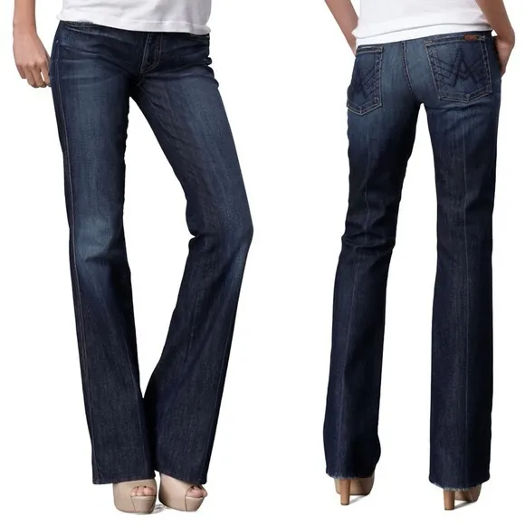 7 For all Mankind A Pocket Denim Flare Hems Jeans Y2K