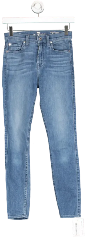 7 For All Mankind Blue High Waisted Skinny Jeans W23