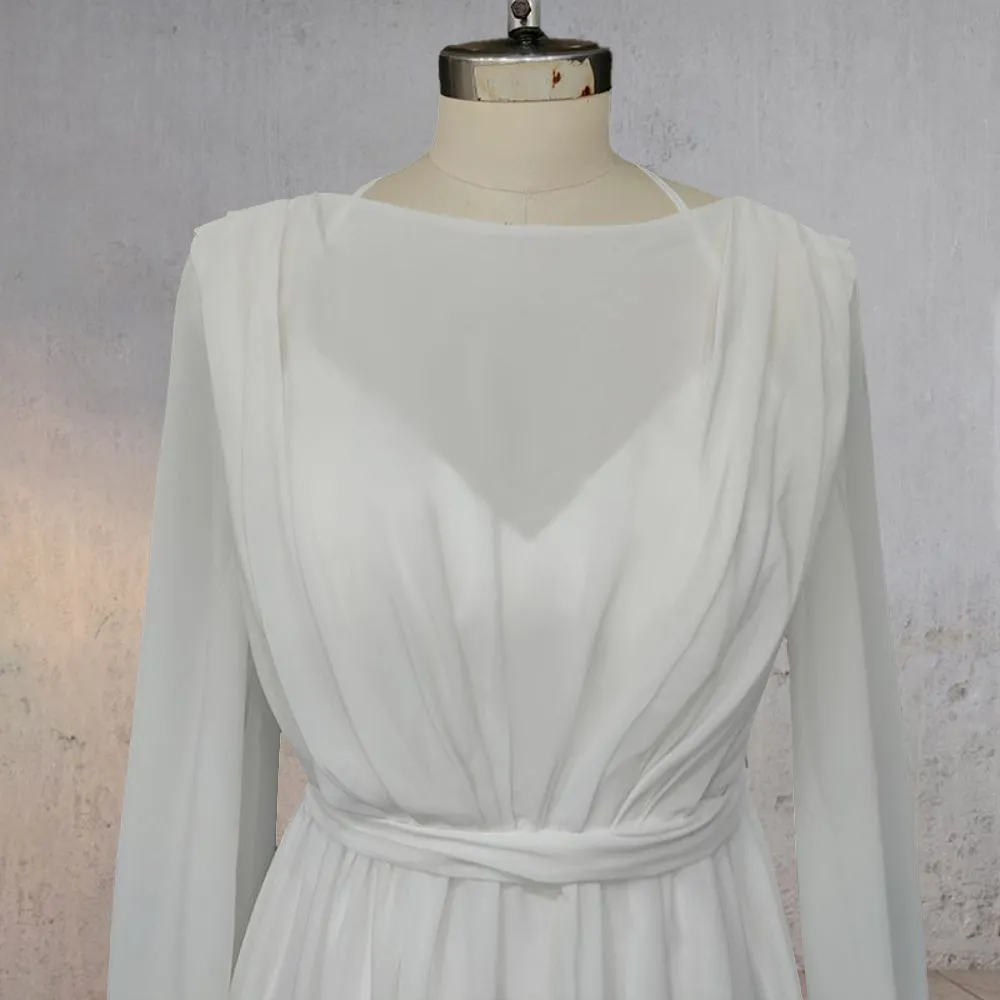 A-Line Chiffon Elegance Wedding Dress with Sweep Train