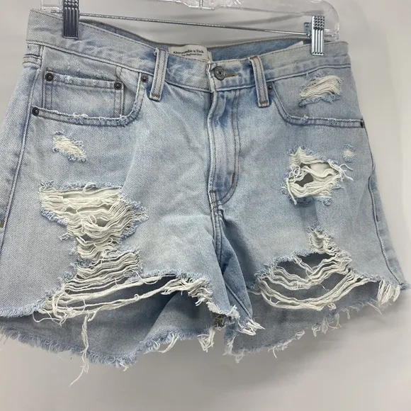 Abercrombie &amp; Fitch mid rise boyfriend denim deconstructed shorts western Gypsy