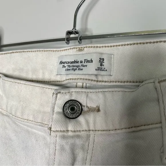 Abercrombie &amp; Fitch The 70’s Flare Ultra High Rise Denim Jeans Off-White 29 8 R