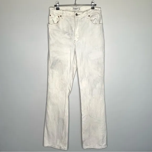Abercrombie &amp; Fitch The 70’s Flare Ultra High Rise Denim Jeans Off-White 29 8 R