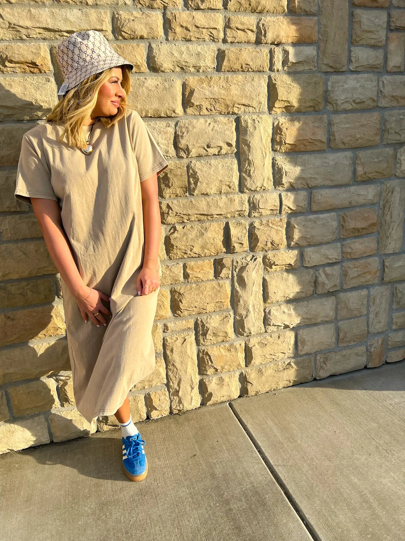 Abigail T-Shirt Dress - Beige