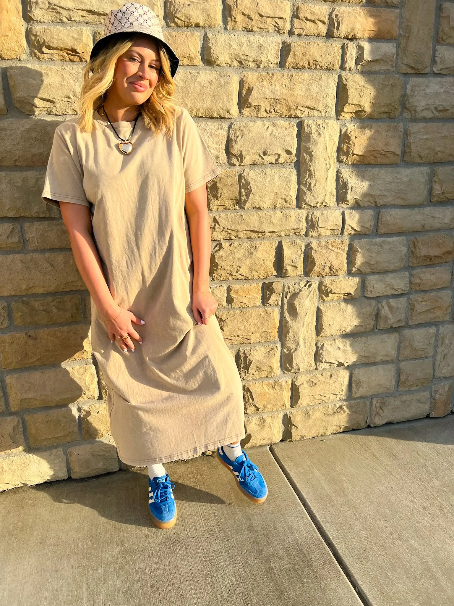 Abigail T-Shirt Dress - Beige