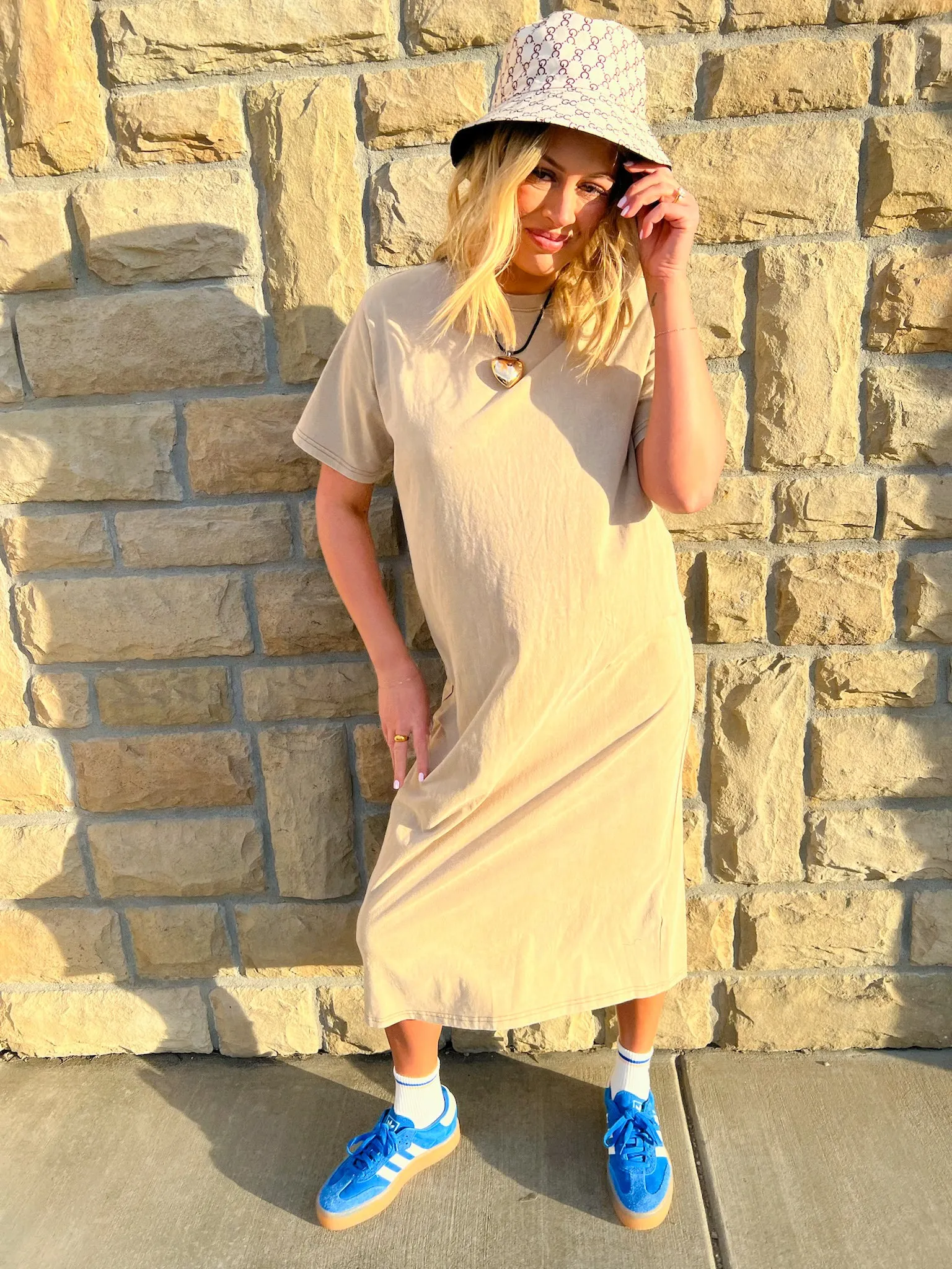 Abigail T-Shirt Dress - Beige