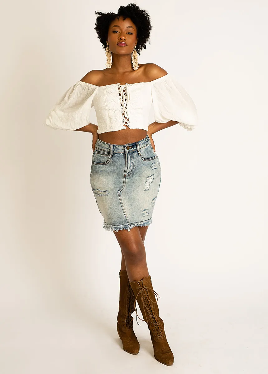 Abilene Denim Skirt in Dark Indigo