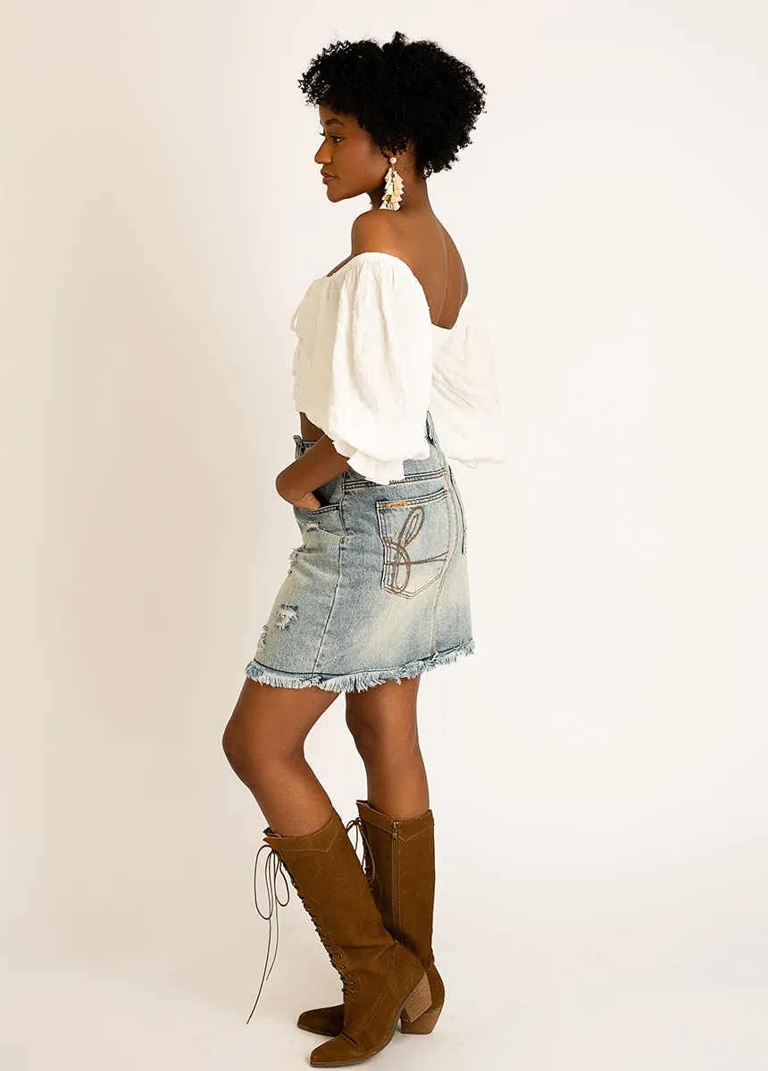 Abilene Denim Skirt in Dark Indigo