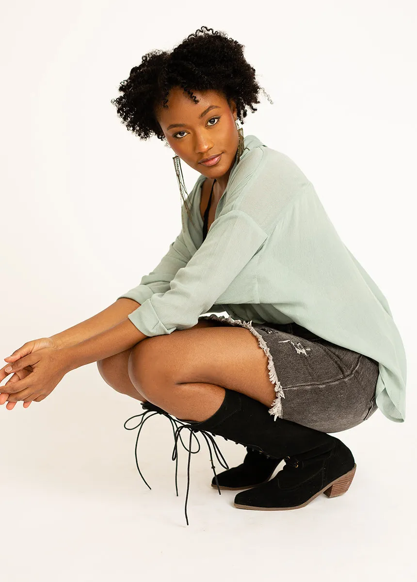 Abilene Denim Skirt in Washed Black