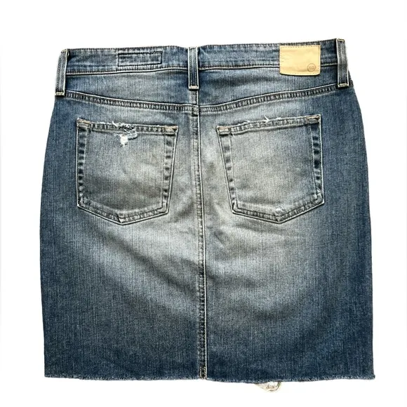 AG-ED Denim Frayed Hem Distressed The Erin‎ Pencil Jean Skirt Sz. 29R