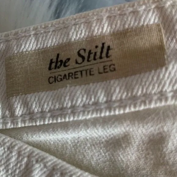 AG The Stilt Cigarette Leg White Jeans Sz 29R