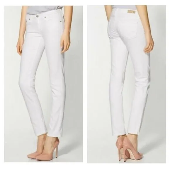 AG The Stilt Cigarette Leg White Jeans Sz 29R
