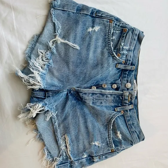 Agolde Parker distressed blue denim shorts size 25