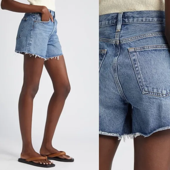 Agolde parker distressed denim shorts 31