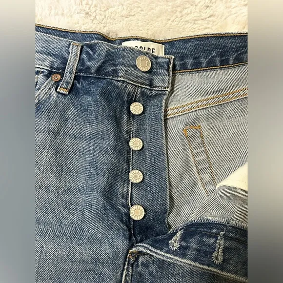 Agolde Raw Hem Button Fly Parker Denim Shorts