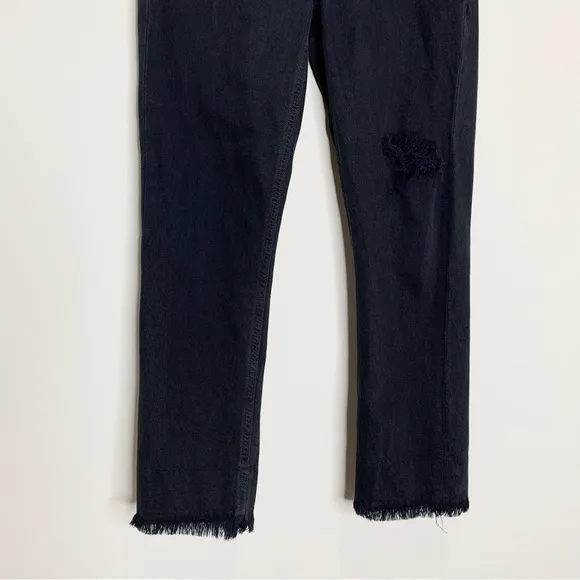 Agolde Riley High Rise Straight Crop Jeans (Sz 23) Distressed Black Frenzy