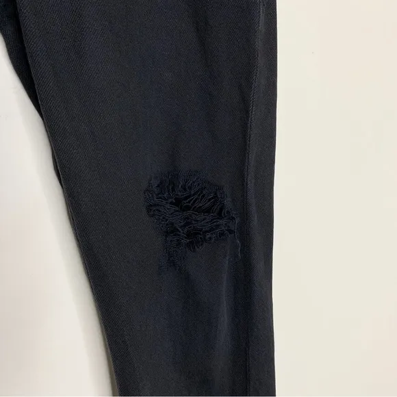 Agolde Riley High Rise Straight Crop Jeans (Sz 23) Distressed Black Frenzy