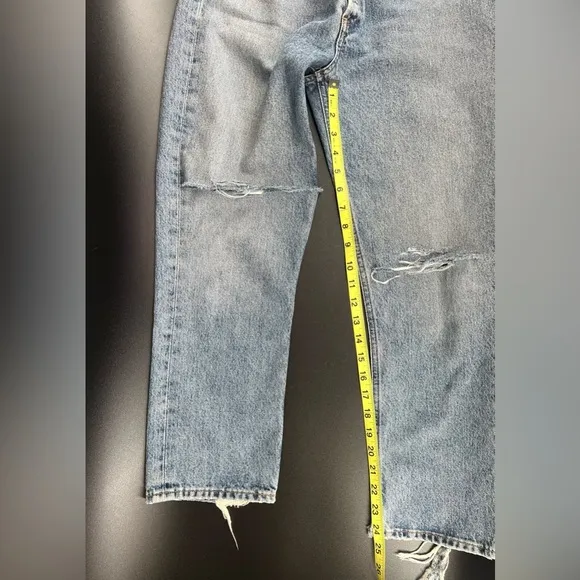 AGOLDE Riley High Rise Straight Ripped Distressed Hem Cropped Jeans Size 28