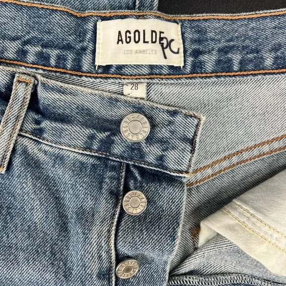 AGOLDE Riley High Rise Straight Ripped Distressed Hem Cropped Jeans Size 28