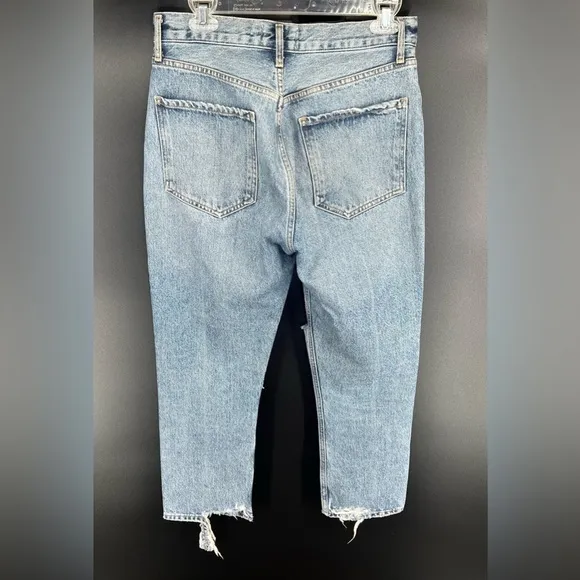 AGOLDE Riley High Rise Straight Ripped Distressed Hem Cropped Jeans Size 28