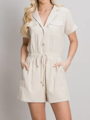 Alexandra Textured Safari Linen Romper