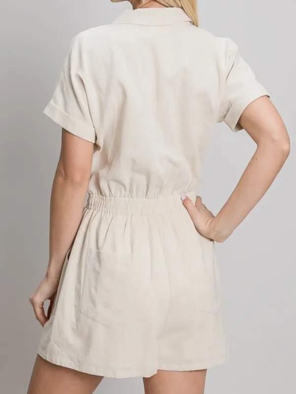 Alexandra Textured Safari Linen Romper