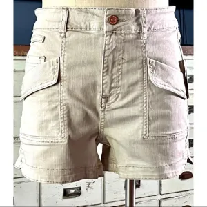 Anthropologie Pilcro Ultra High Rise Denim Shorts Stone NWT New 28