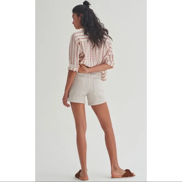 Anthropologie Pilcro Ultra High Rise Denim Shorts Stone NWT New 28