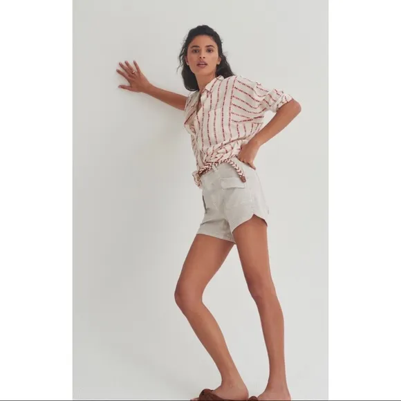 Anthropologie Pilcro Ultra High Rise Denim Shorts Stone NWT New 28