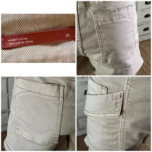 Anthropologie Pilcro Ultra High Rise Denim Shorts Stone NWT New 28
