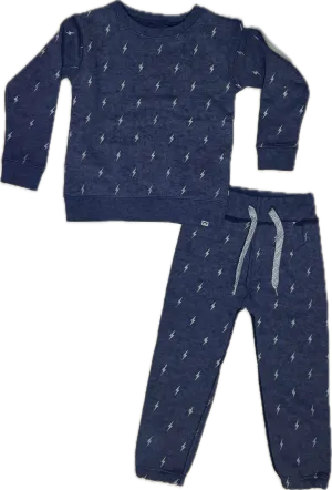 appaman- GREY BOLTZ REVEL CREWNECK & SWEATPANTS SET (washed navy)