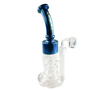 Aqua Glass Laid Back Chrome Dab Rig-12"