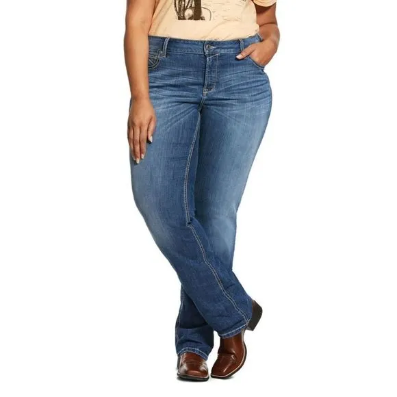 Ariat‎ R.E.A.L. Mid Rise Stretch Presley Stackable Straight Leg Jeans Size 26WR