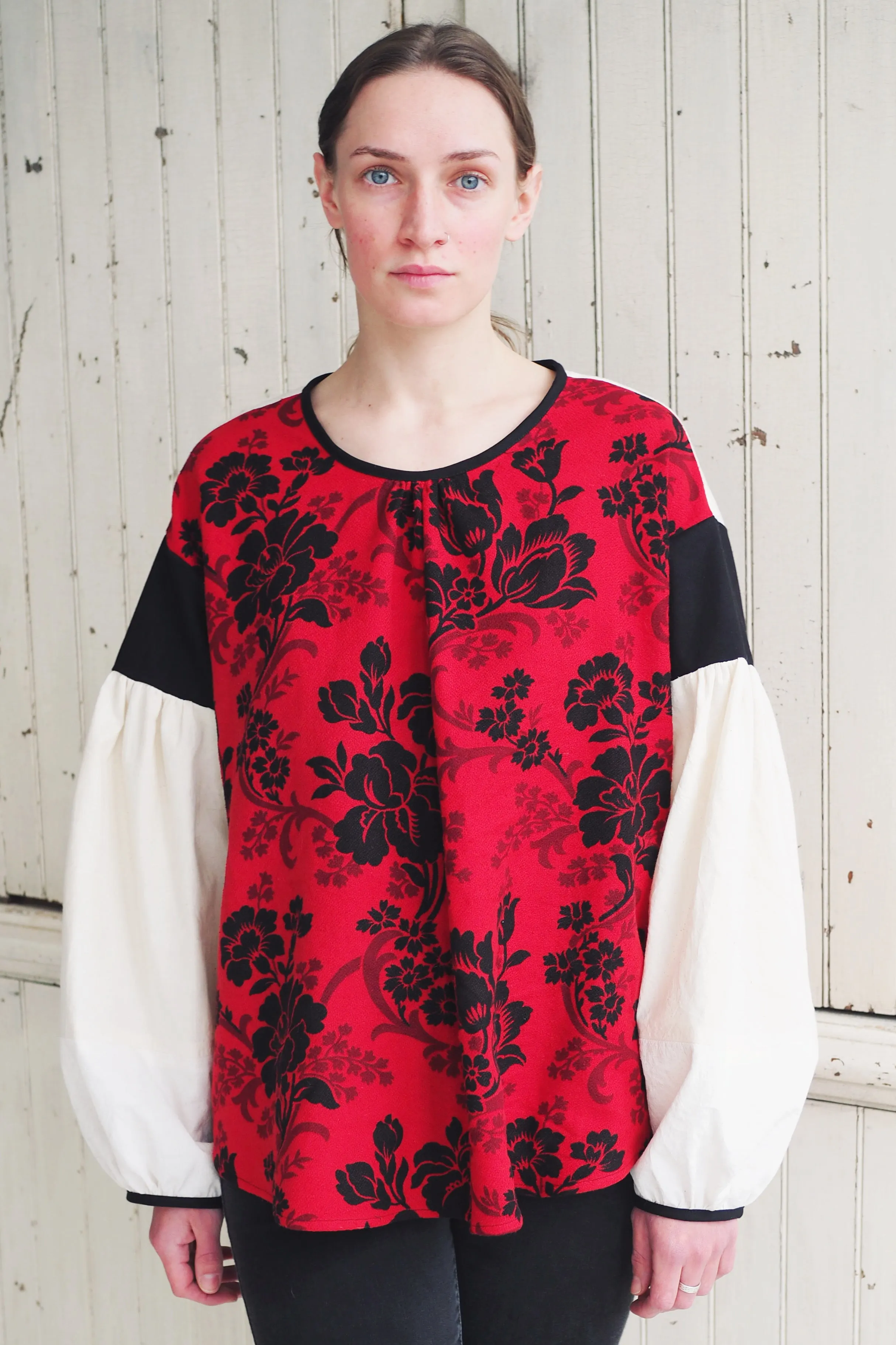 art deco floral patch top