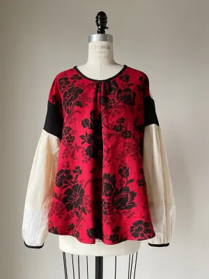 art deco floral patch top