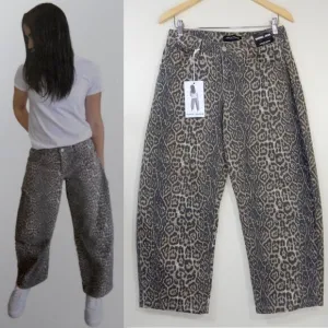 Ashley Mason Barrel Jeans Leopard Animal Print Denim - Various Sizes NEW