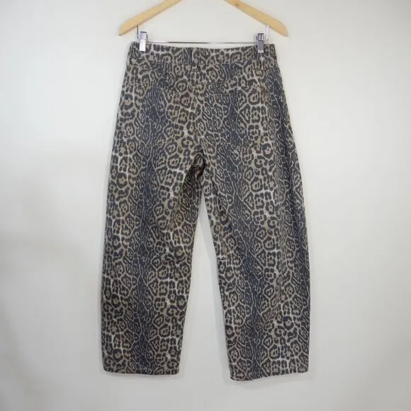 Ashley Mason Barrel Jeans Leopard Animal Print Denim - Various Sizes NEW