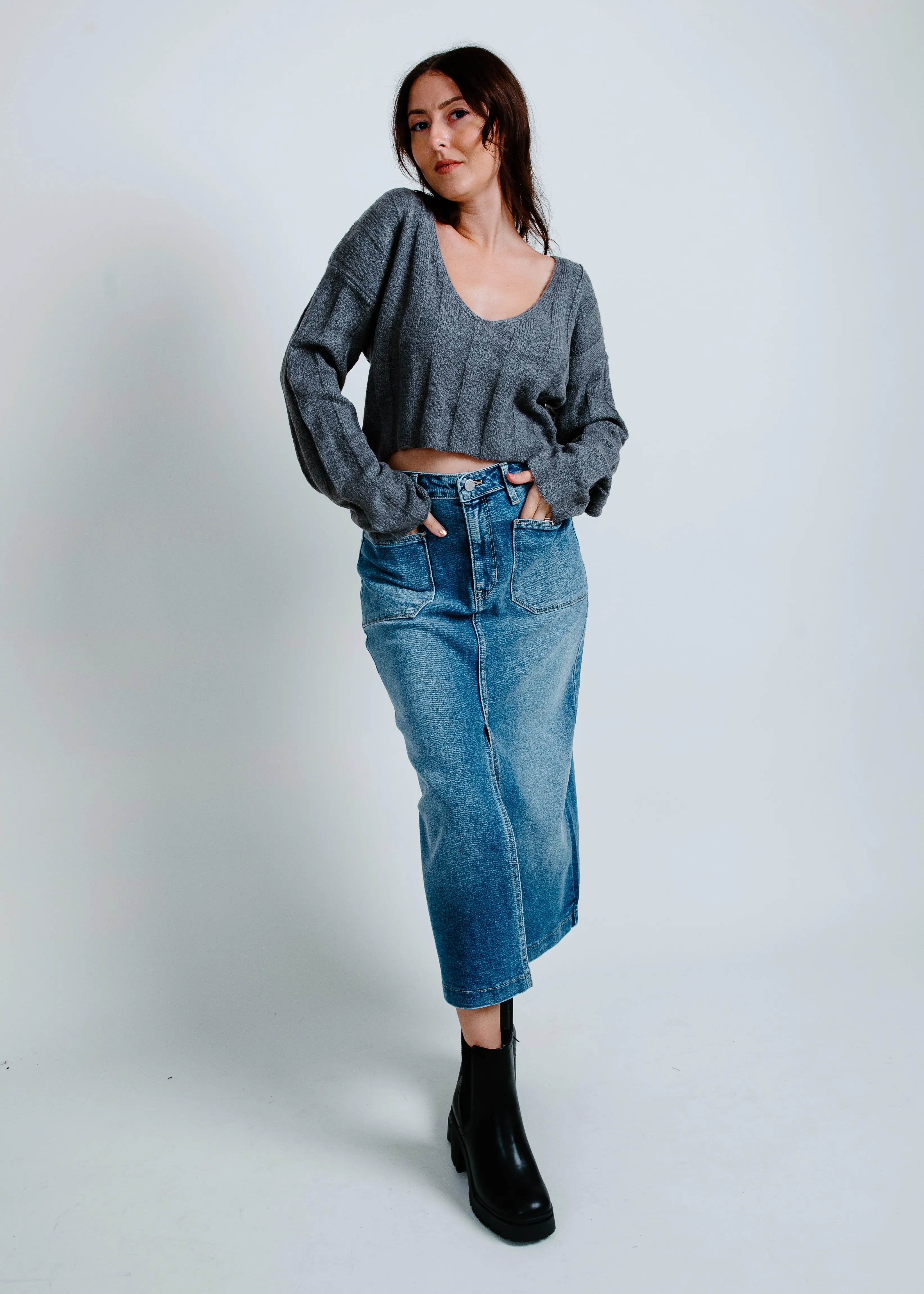 Ashley Utility Pocket Midi Skirt