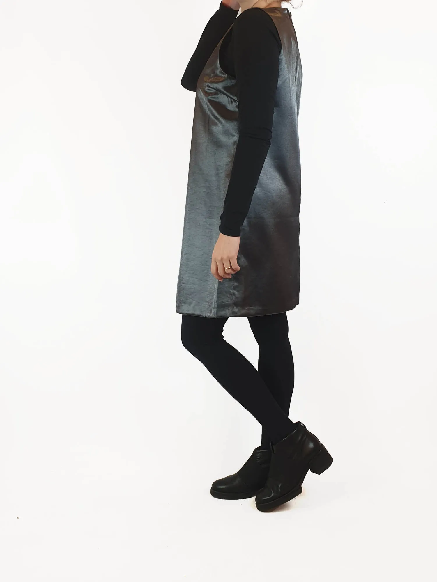Asos deep grey / platinum metallic shift style dress size UK 12 (best fits AU 10)