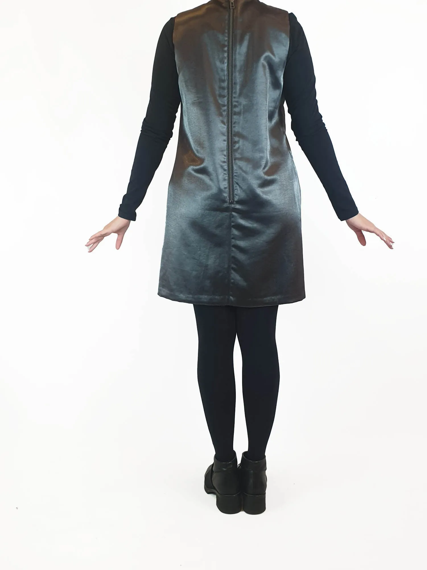 Asos deep grey / platinum metallic shift style dress size UK 12 (best fits AU 10)