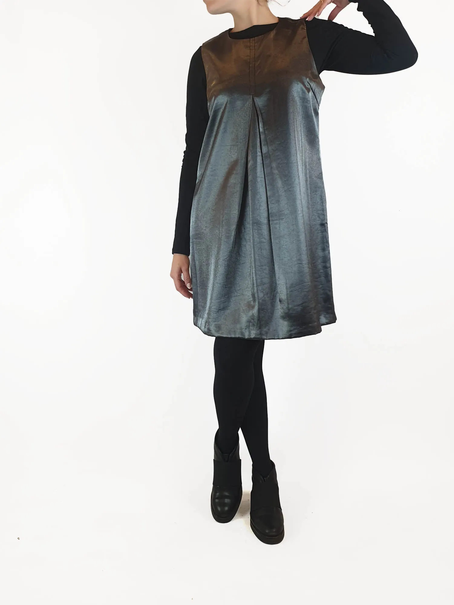 Asos deep grey / platinum metallic shift style dress size UK 12 (best fits AU 10)