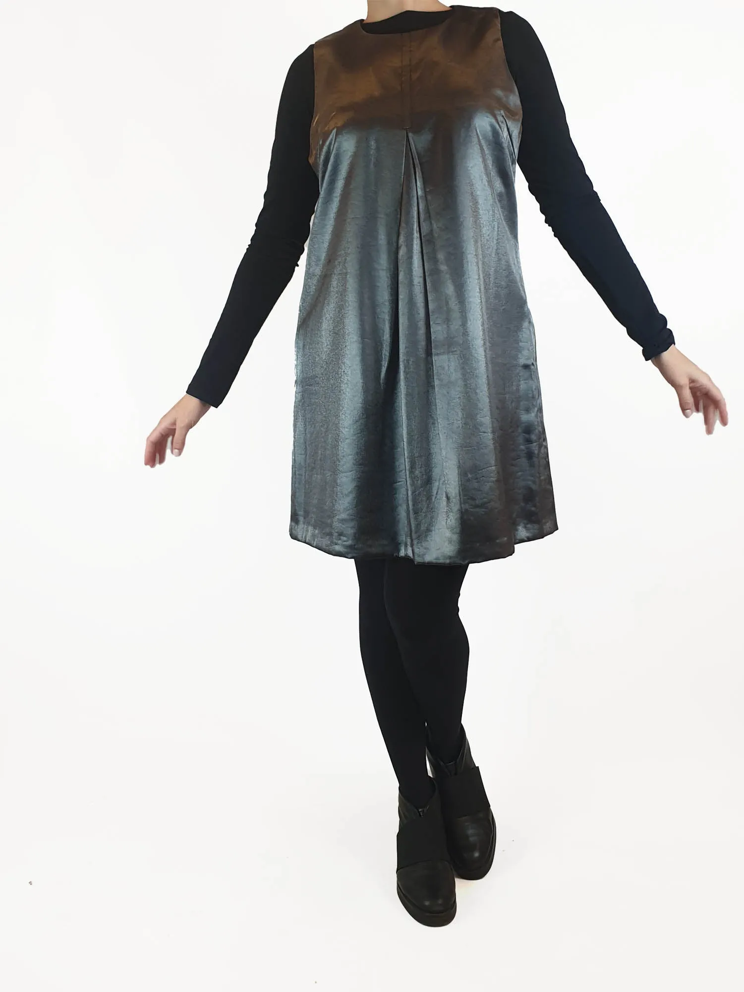 Asos deep grey / platinum metallic shift style dress size UK 12 (best fits AU 10)