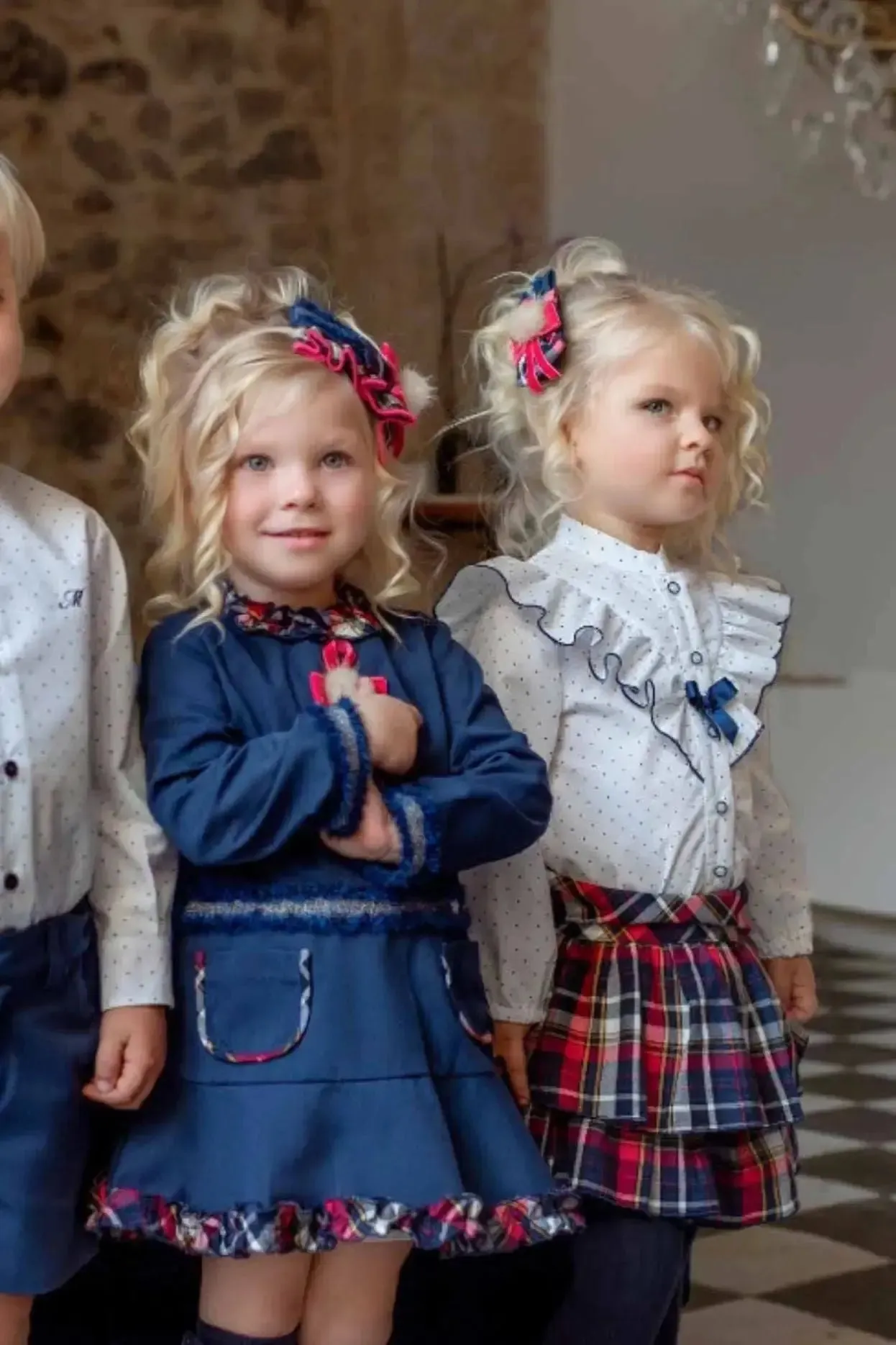 AW24 Miranda Girls Pink & Navy Check Skirt Set 250